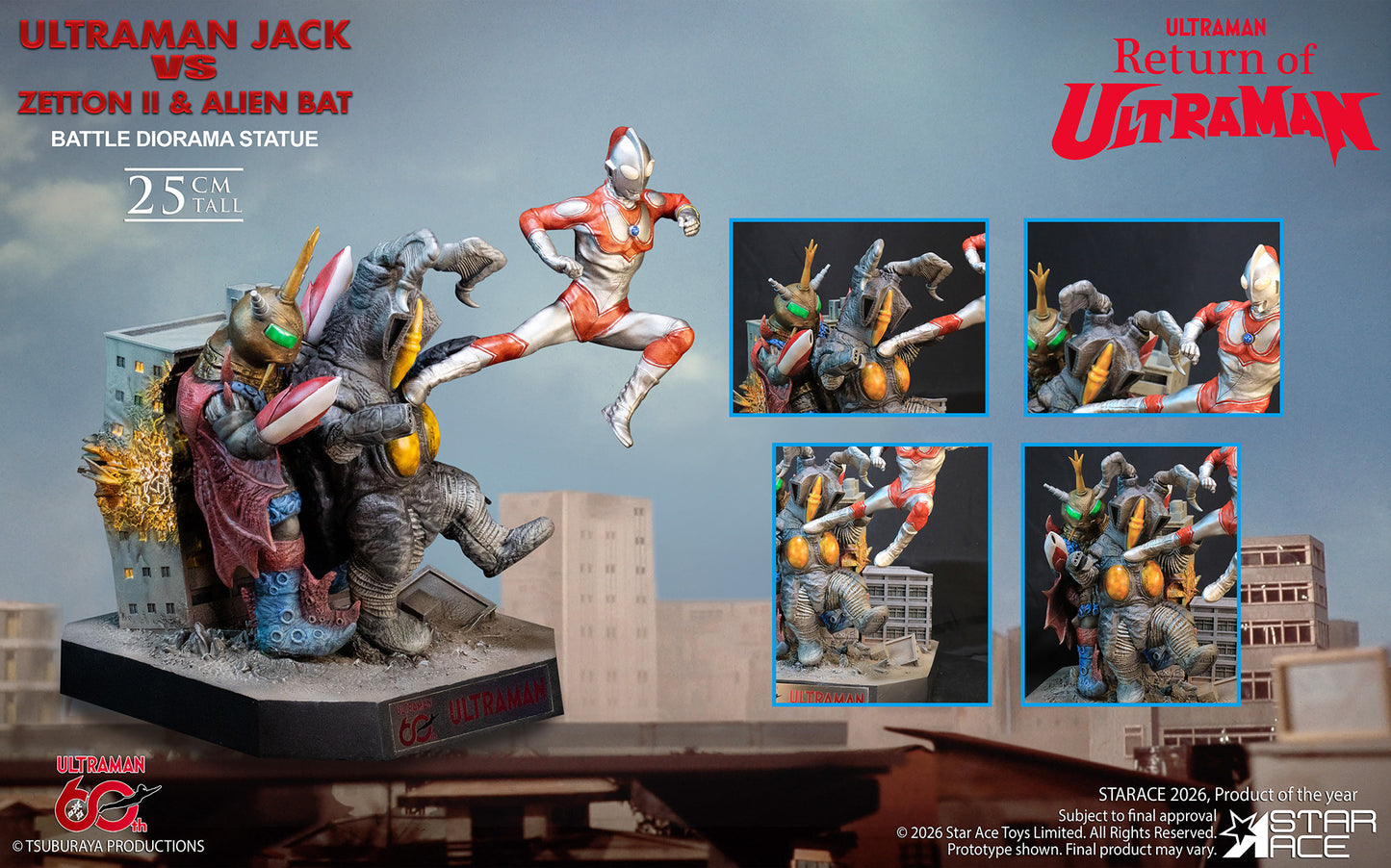 Ultraman Jack vs Zetton II & Alien Bat Battle scene diorama statue