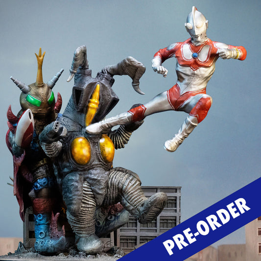 Ultraman Jack vs Zetton II & Alien Bat Battle scene diorama statue